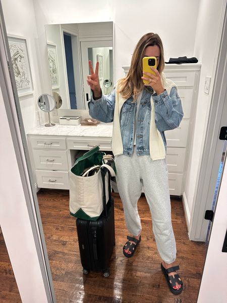 Comfy airplane outfit! Changed my pants when I landed and was off for the day!! Bag is size large with regular handles 

#LTKshoecrush #LTKtravel #LTKstyletip
