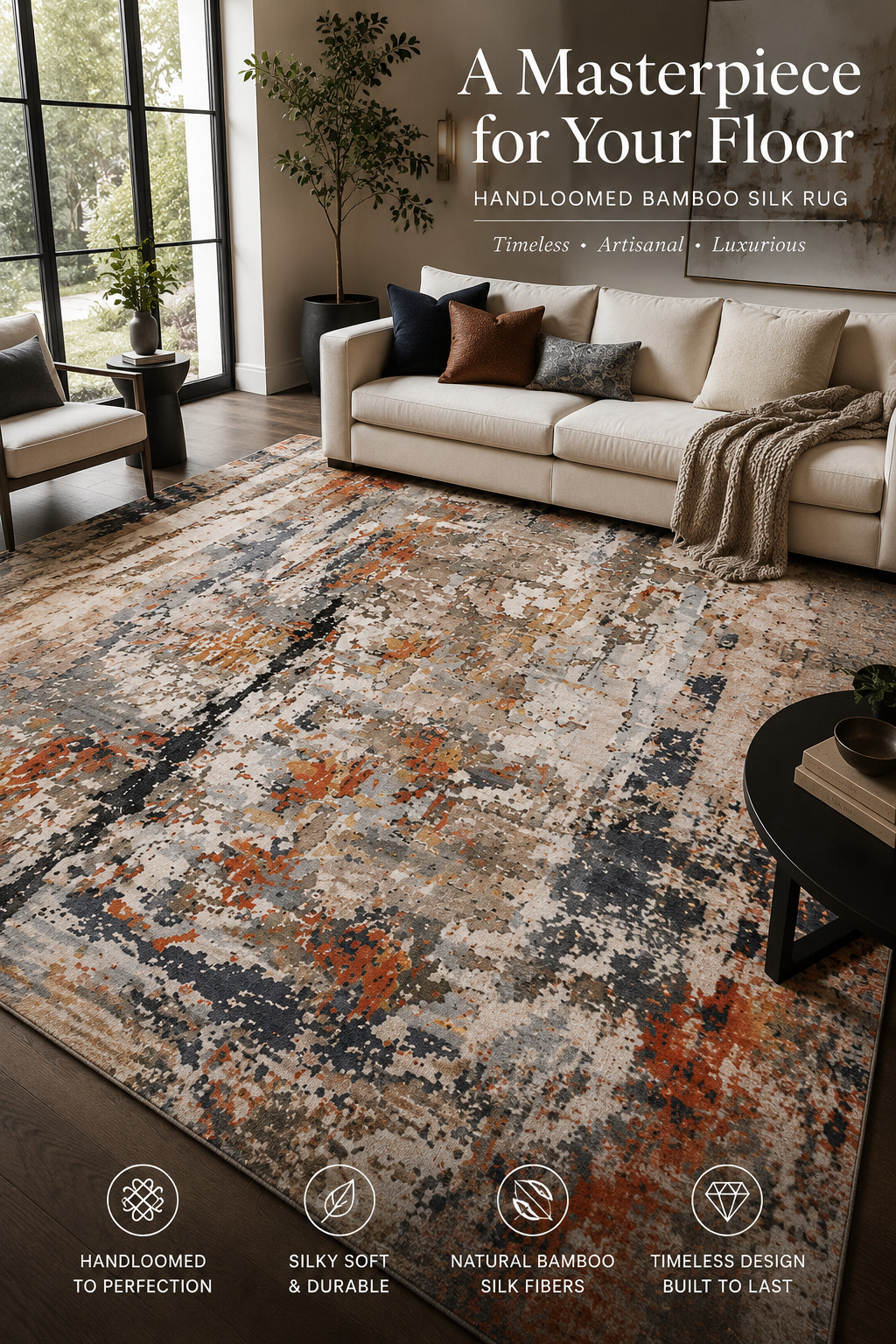 This rug looks like a piece of modern art for your floor ✨
The mix of warm rust, charcoal, and soft neutral tones makes the whole room feel instantly more designer and high-end.

I’m obsessed with how luxurious and unique this pattern looks while still working with cozy neutral interiors 🤎

Definitely one of those statement pieces that transforms a space completely.

#ltkhome #luxuryinteriors #designerhome #homedecor #ruglove 

 #LTKHome