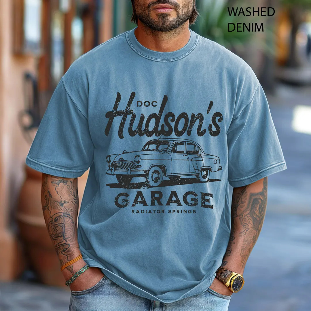 Retro Doc Hudson's Garage Shirt, Radiator Springs Doc Hudson Shirt, Pixar Cars, Men's Disneyland ... | Etsy (US)