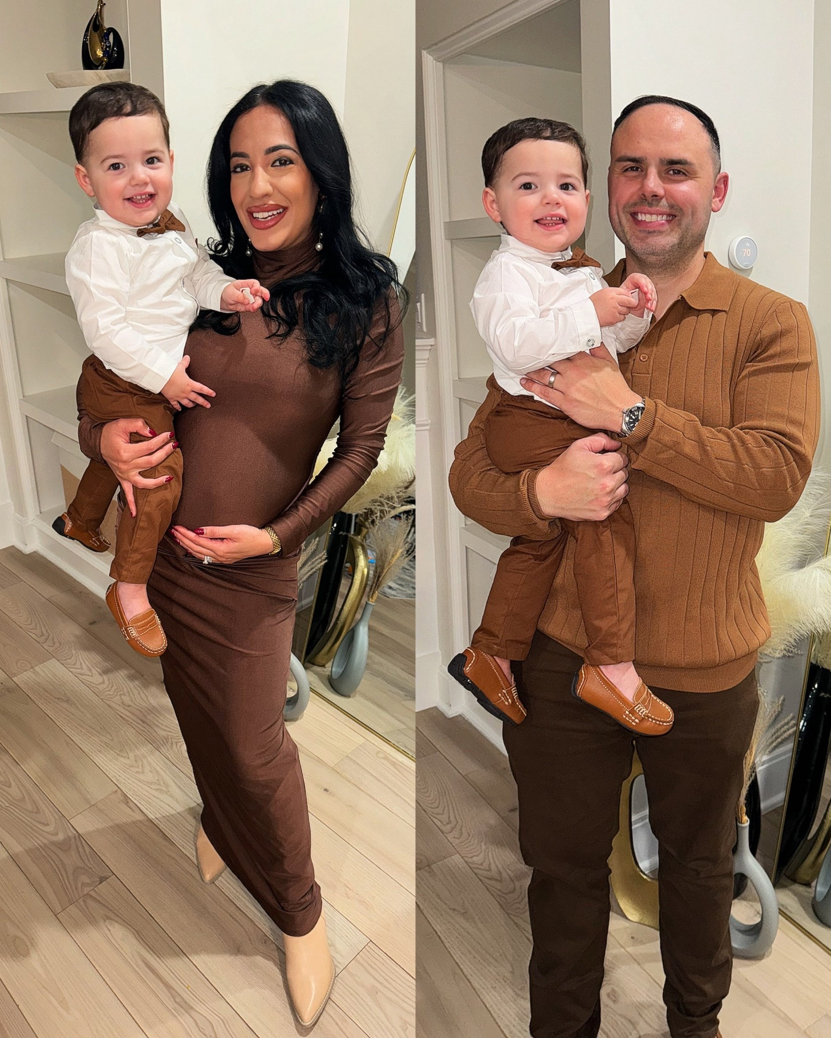 My dress is less than $50 on sale right now ~ ANDDDD, it’s nearly identical to two dresses costing $328-375!! It’s perfect for styling the bump! 🫶🏼🤰🏻

P.S.: Our attempt at a matching “family photo” for Thanksgiving 🥹🦃🤣🤎 (had to combine a side-by-side of our individual photos bc we had no one to take a pic before the craziness began!) 

#LTKSaleAlert #LTKCyberWeek #LTKHoliday
