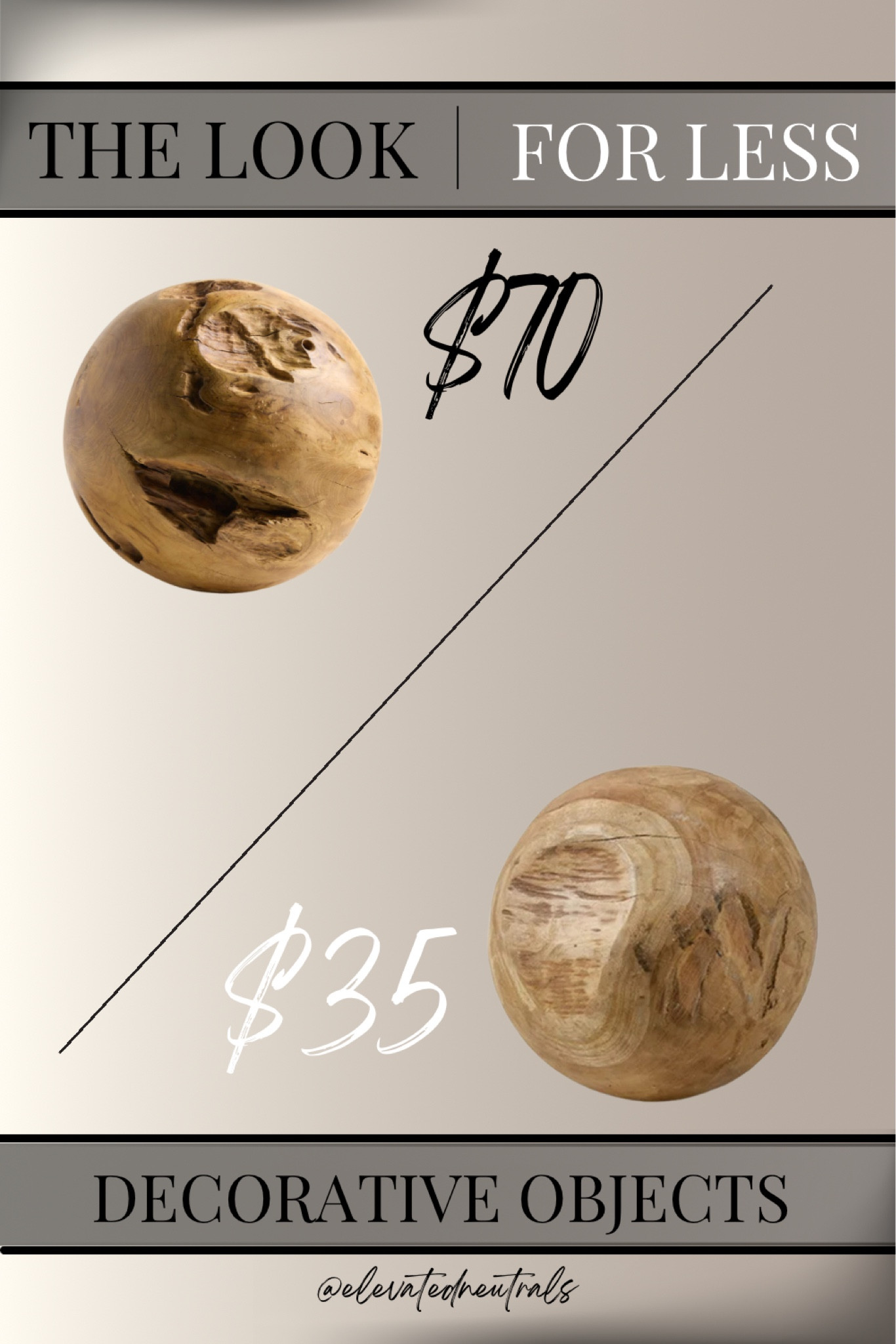 Well friends, I’ve done it again! These small wooden decorative spheres are the same size, (8”) and half the price! I understand one looks more distressed and rustic but they’re both perfect decorative bowl fillers!

I’m tagging more options here, because round objects create a versatile look when styling!
 I know the original one’s price is showing more expensive than I’ve advertised but that’s because it comes in 2 sizes! (Yay)

Decorative Objects | Coffee Table Decor | Figurines | 

#LTKHome