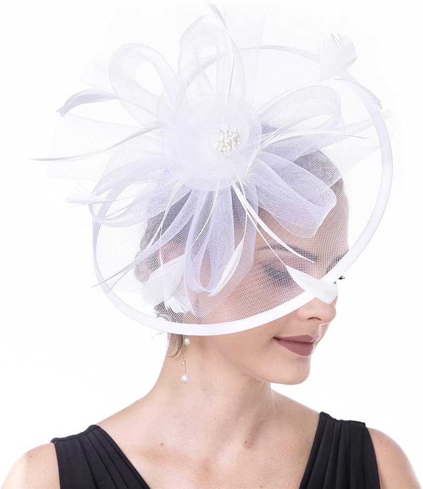 Women's Organza Church Kentucky Derby British Fascinator Bridal Tea Party Wedding Hat Summer | Amazon (US)