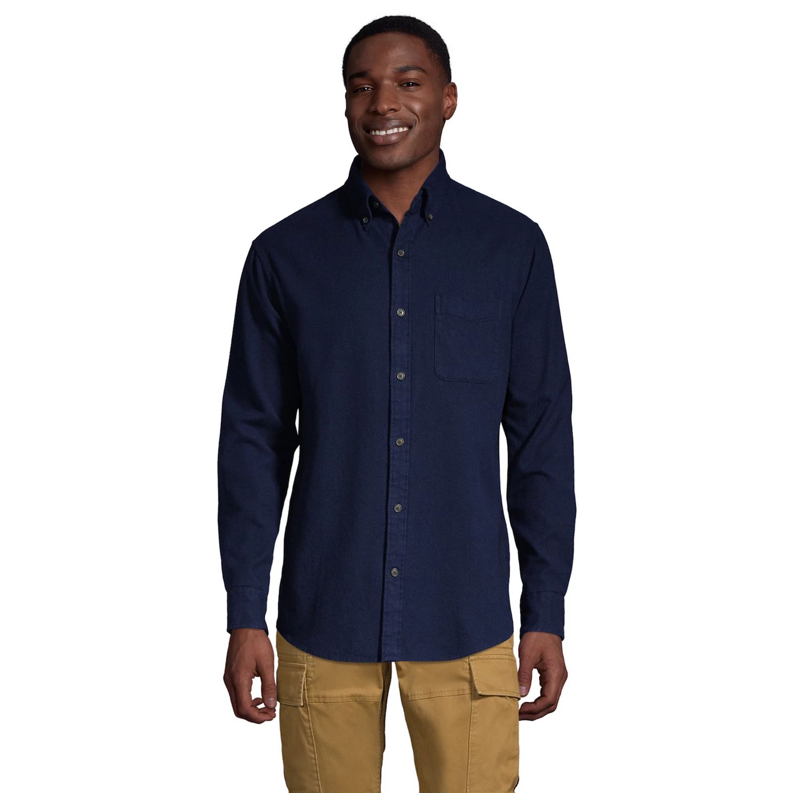 Big & Tall Lands' End Traditional-Fit Flagship Flannel Button-Down Shirt, Men's, Size: 4XB, Blue | Kohl's