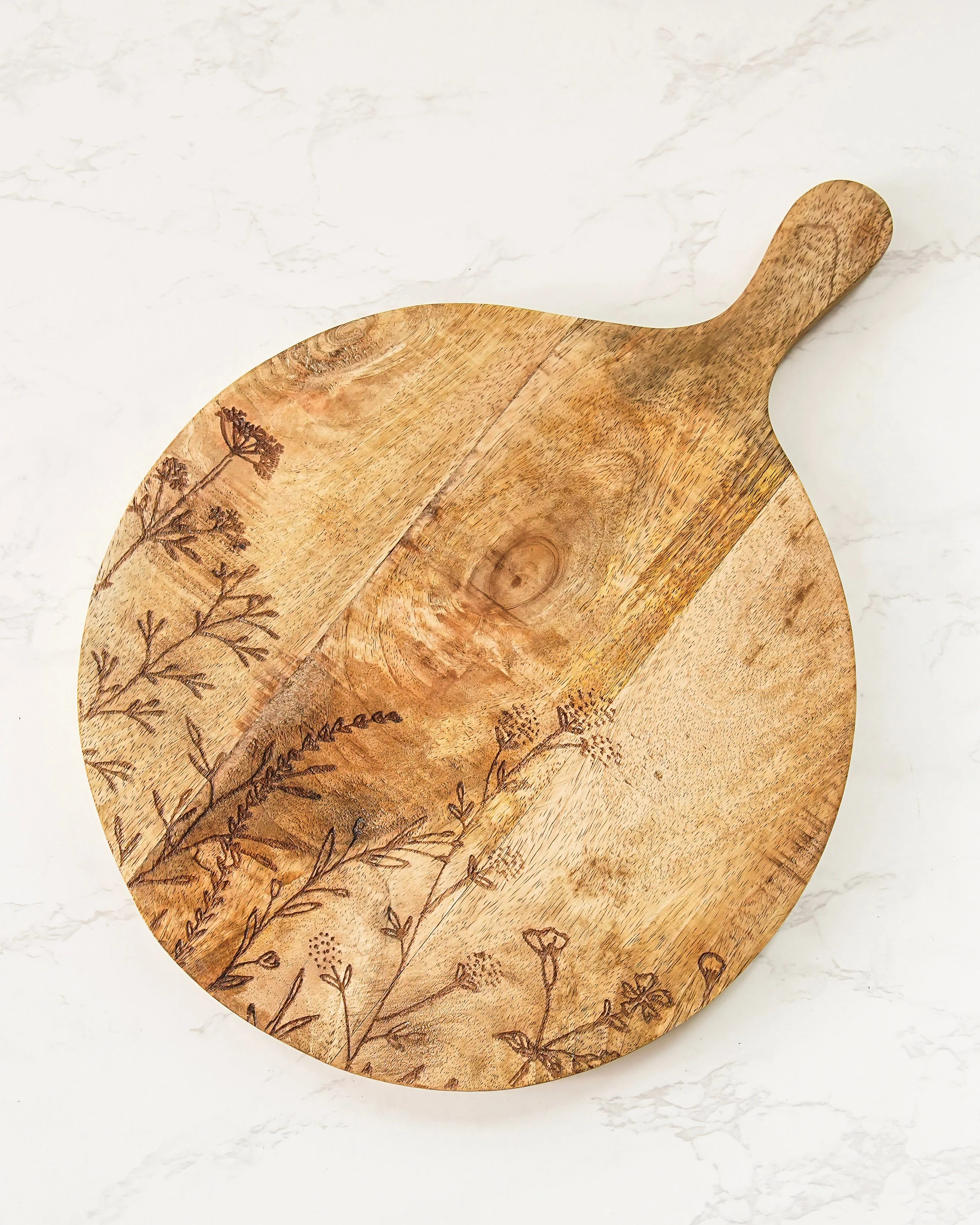 Etched Botanical Mango Wood Board | MJHome