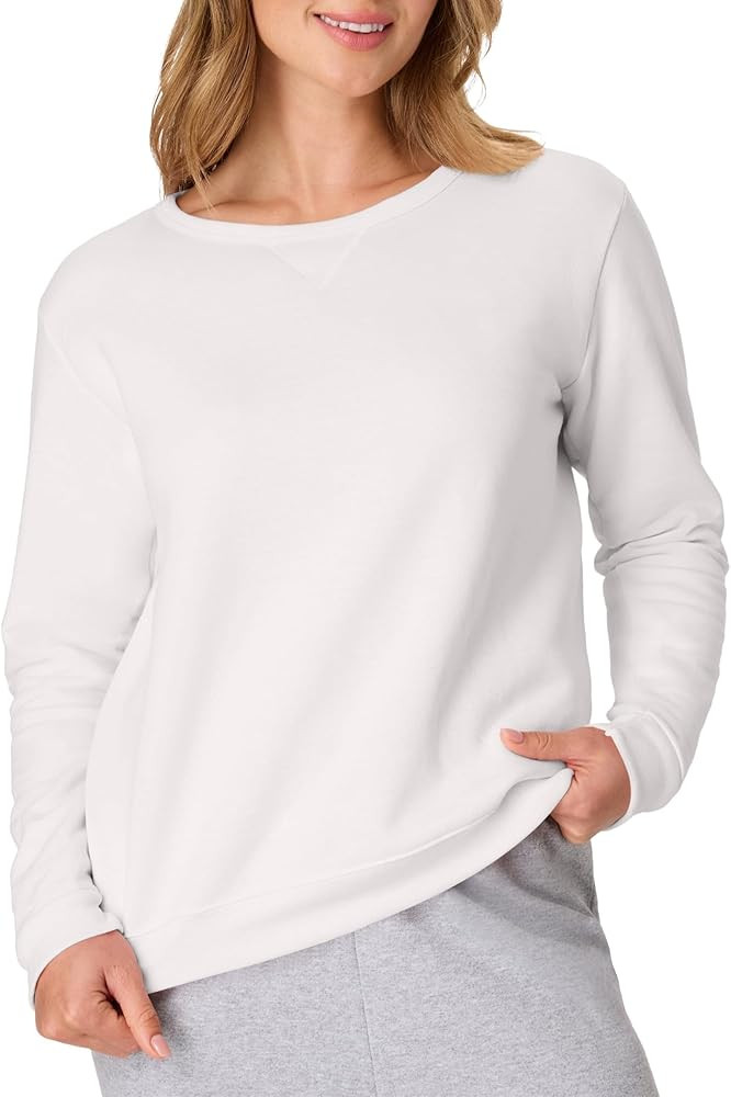 Hanes womens Crewneck Sweatshirt, Ecosmart Fleece Pullover With V-notch, Sweatshirt for Women | Amazon (US)