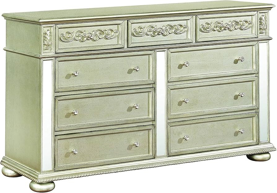 Coaster Furniture Heidi 9-Drawer Metallic Platinum Dresser 222733 | Amazon (US)