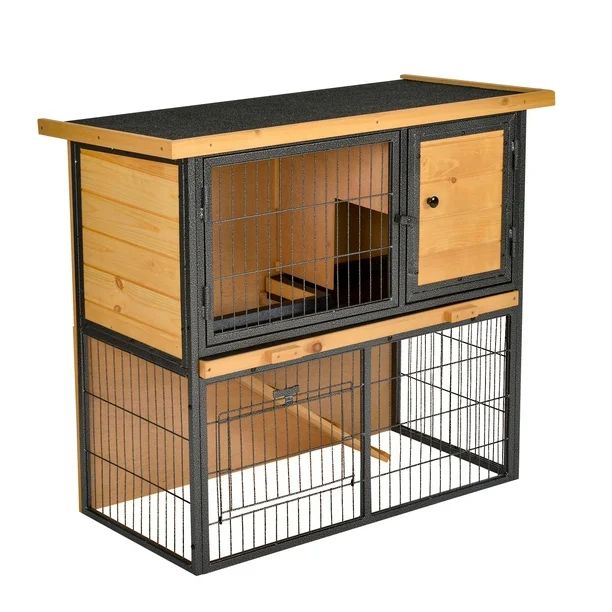 Pawhut Wood-metal Rabbit Hutch Elevated Pet House Bunny Cage Small Animal Habitat with Slide-out ... | Walmart (US)