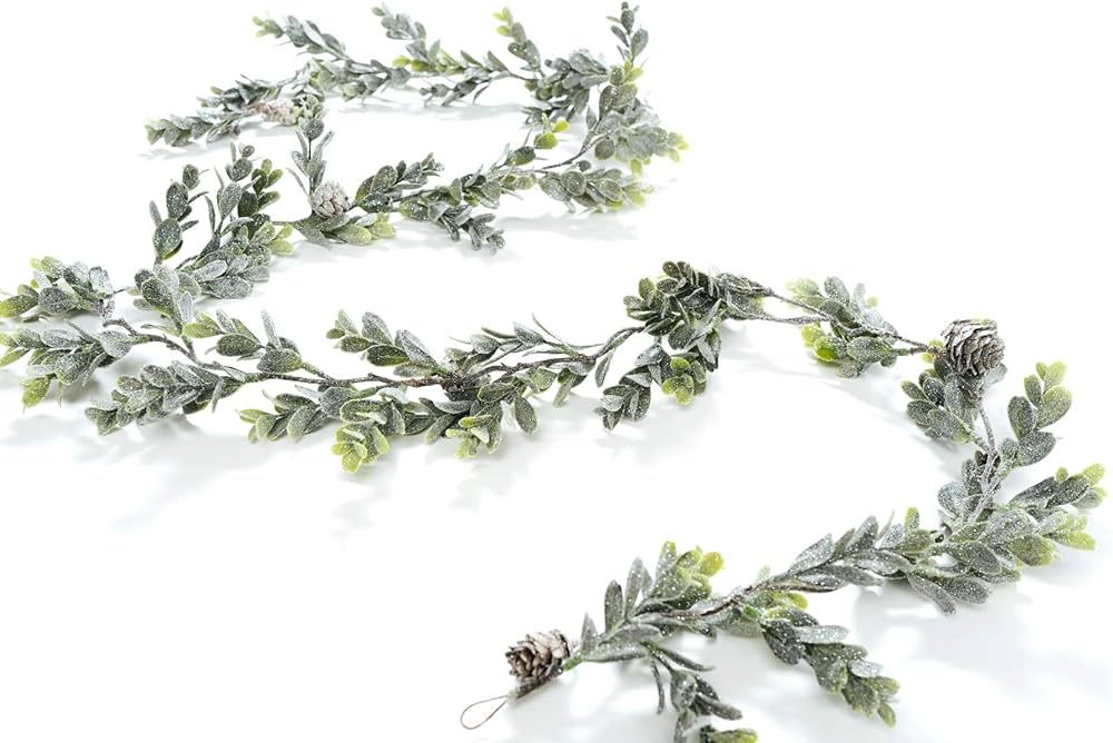CraftMore Frosted Boxwood Garland 70 Inch | Amazon (US)