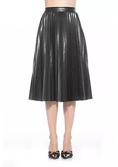 Alexia Admor Luca Pleated Leather Midi Skirt With Waistband | Belk