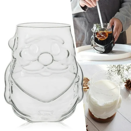 Ajhhao Santa Glass, Santa Drinking Glasses, Santa Claus Shaped High Borosilicate Clear Glass Mug, Christmas Glass Mug for Teacup, Juice, Milk | Walmart (US)
