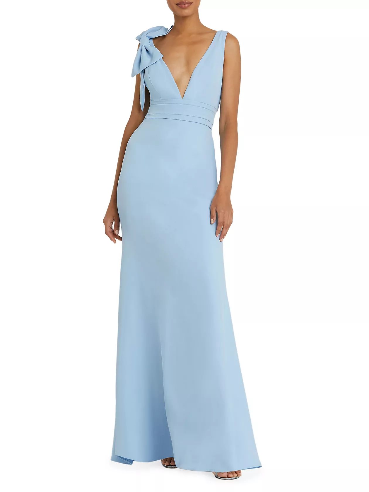 Bow V-Neck A-Line Gown | Saks Fifth Avenue