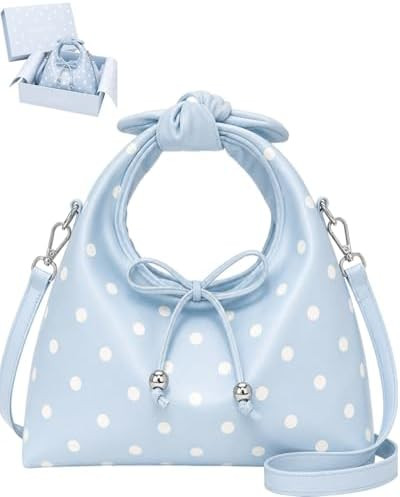Polka Dot Bow Crossbody Bag for Women Cute PU Small Hobo Handbag Mini Tote Fashion Clutch Trendy ... | Amazon (US)