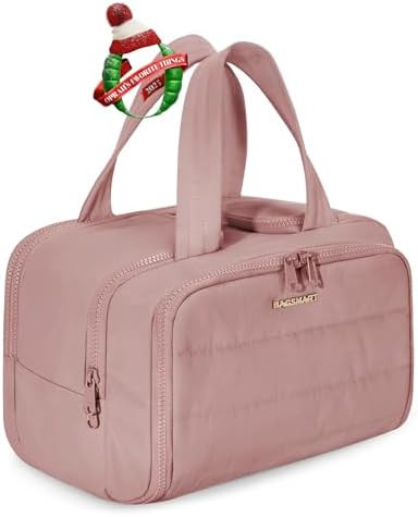 BAGSMART Travel Toiletry Bag, Lightweight Large Wide-open Travel Bag for Women, Puffy Cosmetic Ma... | Amazon (US)