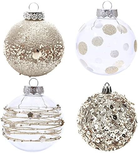 Clear Christmas Ball Ornaments for Christmas Tree Decorations Hanging Balls 8 Pcs 3.15" Glitter C... | Amazon (US)