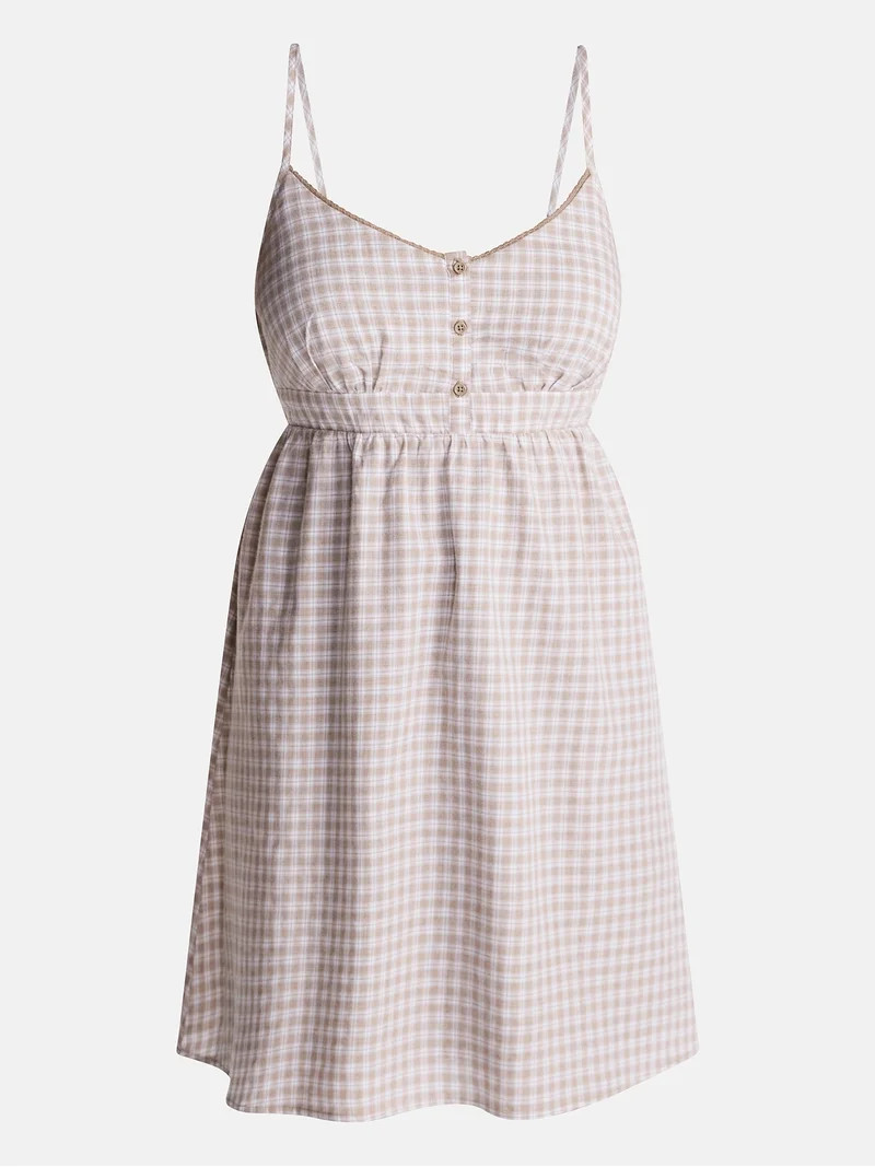 No Boundaries Button Front Mini Dress, Women's XXS-XXL | Walmart (US)