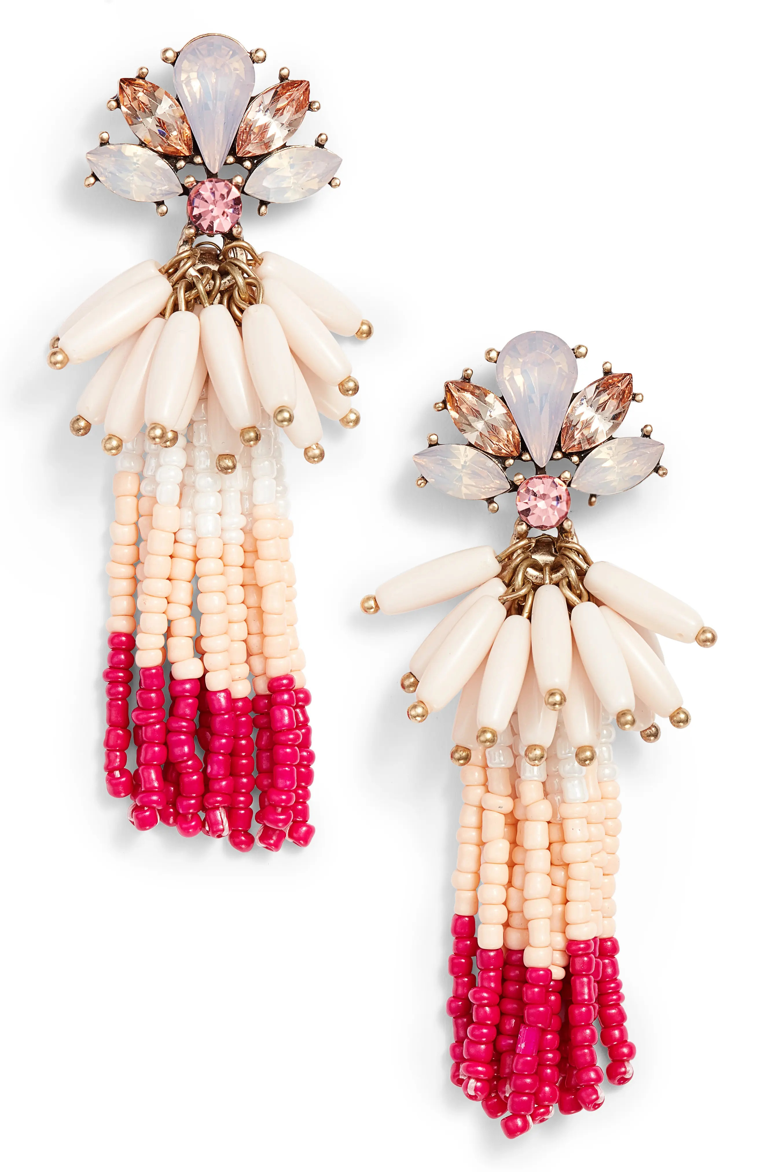 BP. Crystal Flower Beaded Tassel Earrings | Nordstrom