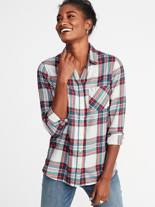 Relaxed Plaid Twill Classic Shirt for Women | Old Navy US