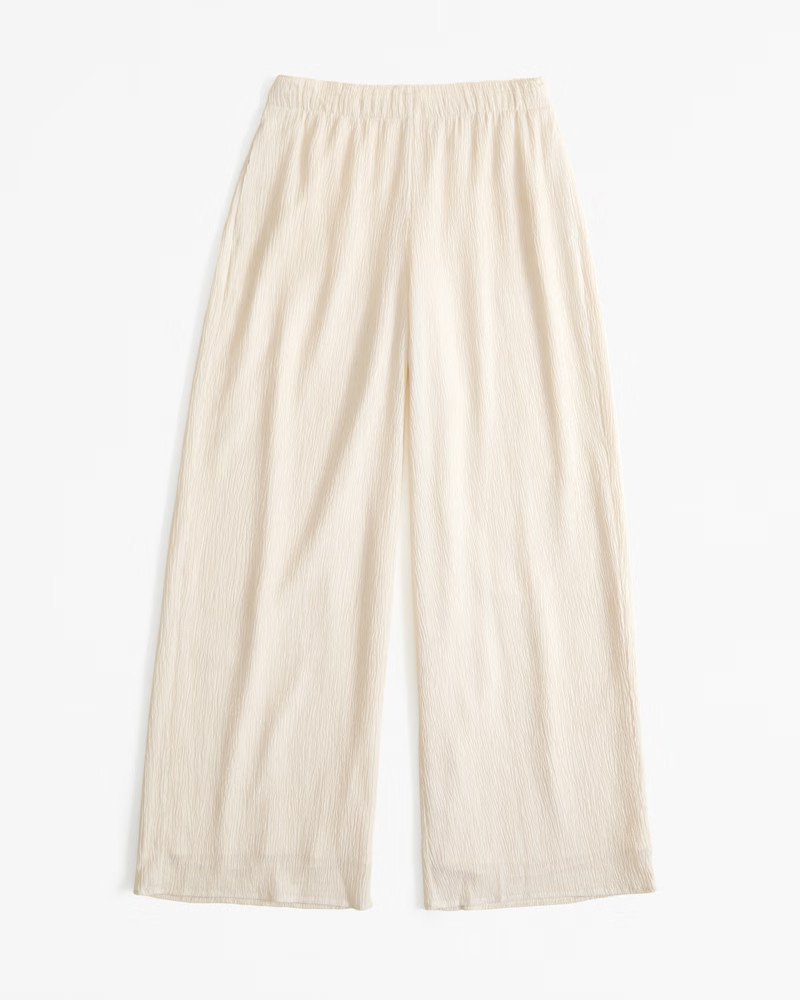 Abercrombie & Fitch Women's Crinkle Textured Pull-On Pant in Warm Beige - Size XXXL SHORT | Abercrombie & Fitch (US)