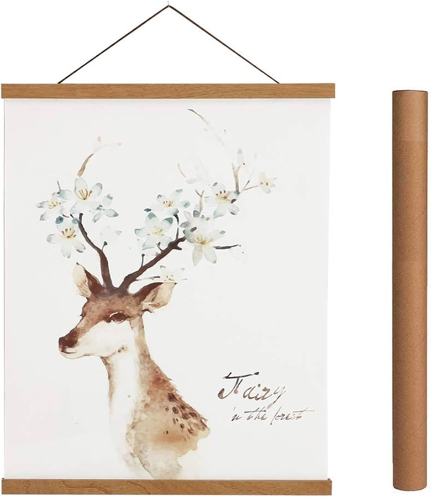 Magnetic Poster Hanger Frame, 8x10 8x12 8x24 Light Wood Wooden Magnet Canvas Artwork Print Dowel ... | Amazon (US)