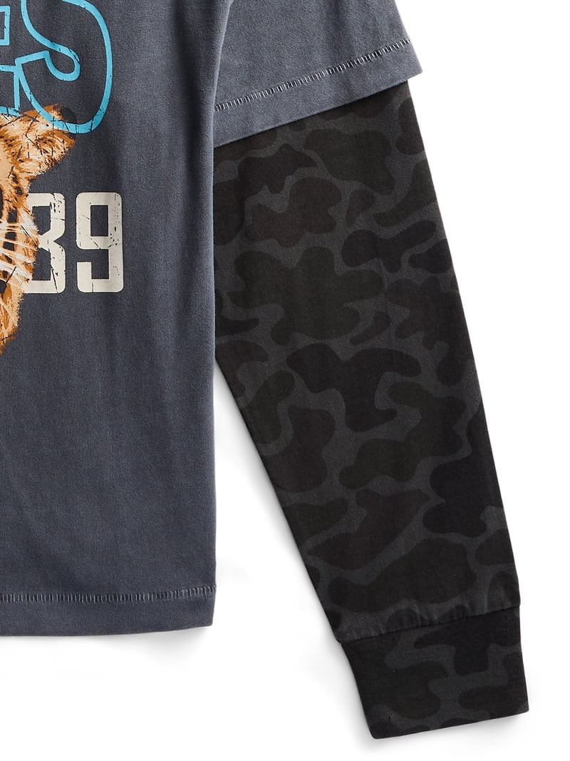 Weekend Academy Boys Layered Graphic Tee with Long Sleeves, Sizes 4-18 | Walmart (US)