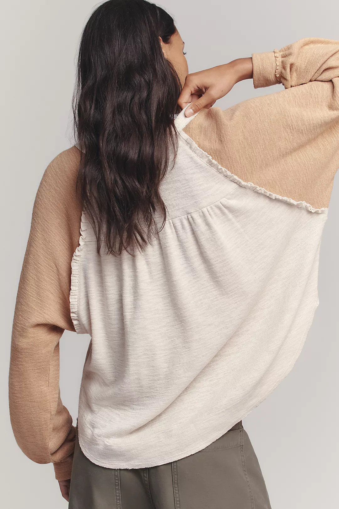Pilcro Ruffled Raglan Thermal Top | Anthropologie (US)