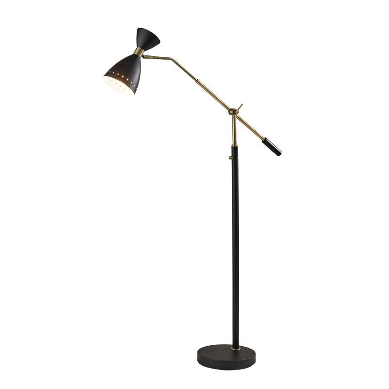 Jax Floor Lamp, Black/Antique Brass | One Kings Lane