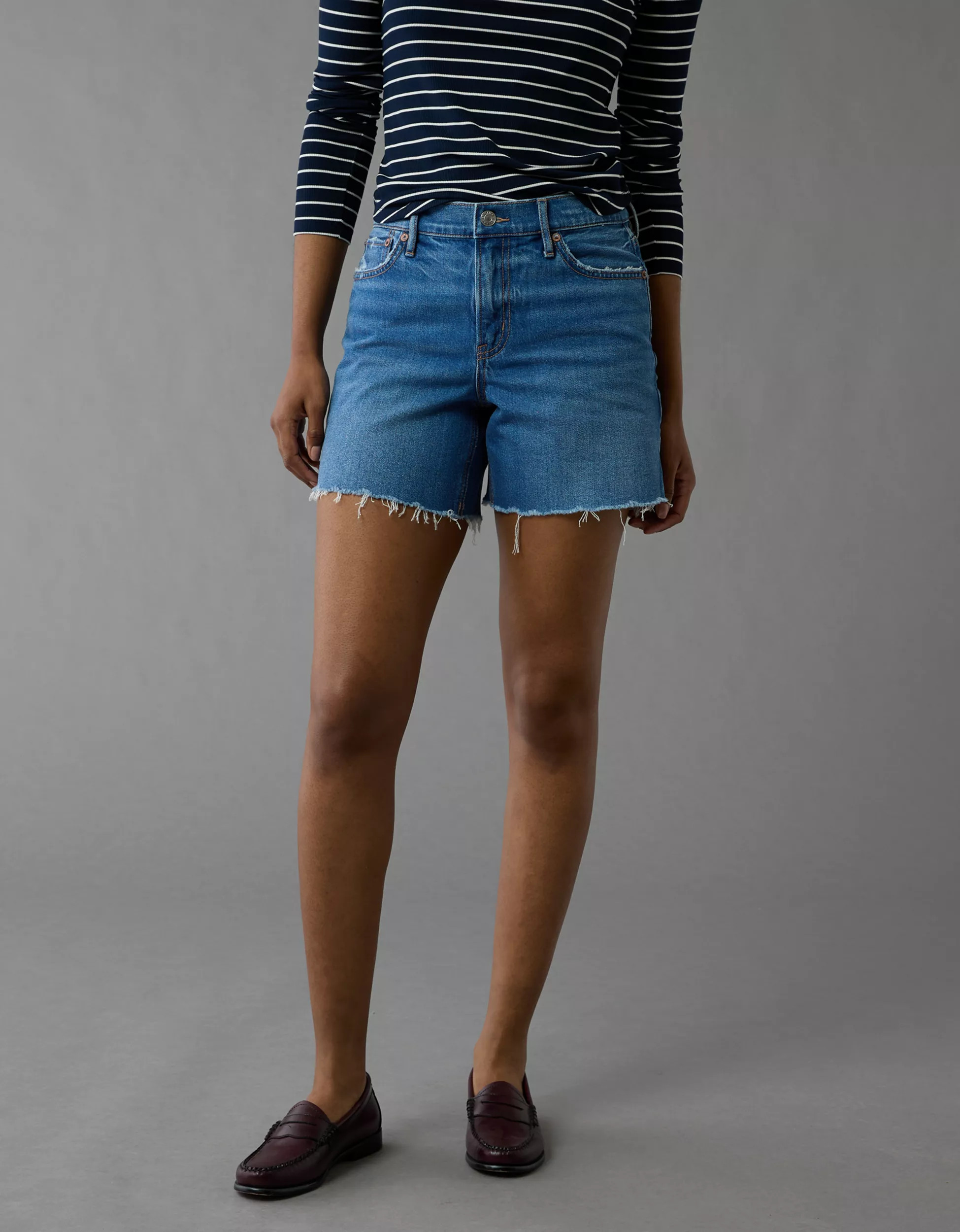 AE 6" Strigid Super High-Waisted Relaxed Denim Short | American Eagle Outfitters (US & CA)
