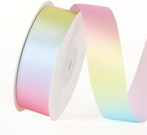 1 inch 25 Yards Light Rainbow Ribbon, Wide Single Face Shiny Satin Roll, Ribbon for Gift Wrapping... | Amazon (US)