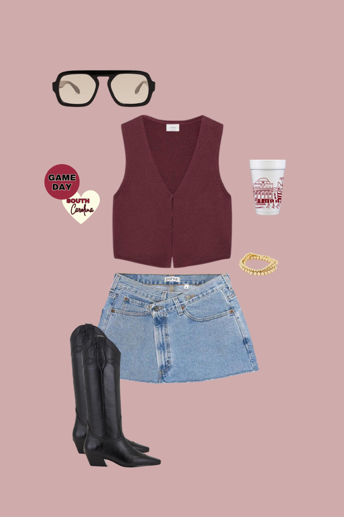 South Carolina maroon & black college football Gameday outfit idea ! 

#LTKStyleTip #LTKSeasonal