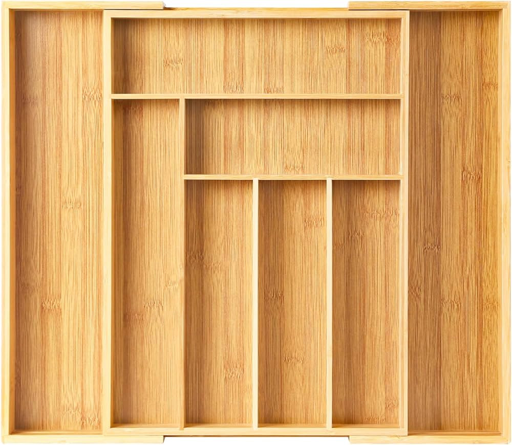 Bamboo Drawer Organizer Expandable Silverware Organizer, Drawer Dividers，Adjustable Utensils Ho... | Amazon (US)