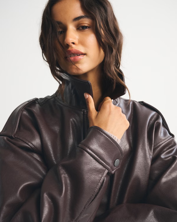 Vegan Leather Bomber Jacket | Abercrombie & Fitch (US)