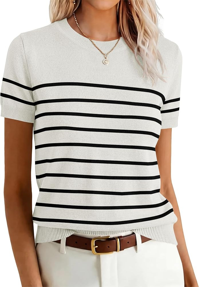 ANRABESS Womens Short Sleeve Sweaters Wool Blend | Amazon (US)