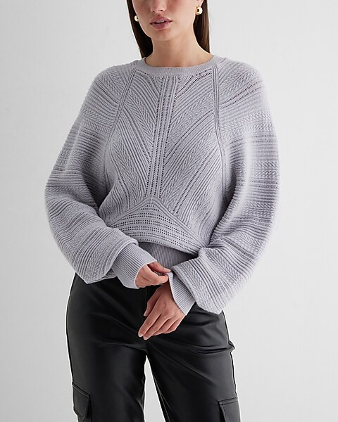 Open Stitch Crew Neck Sweater | Express