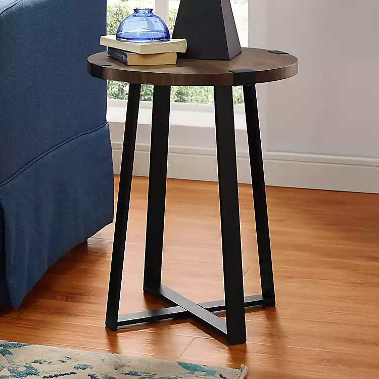 Walnut Urban Rustic Round Accent Table | Kirkland's Home