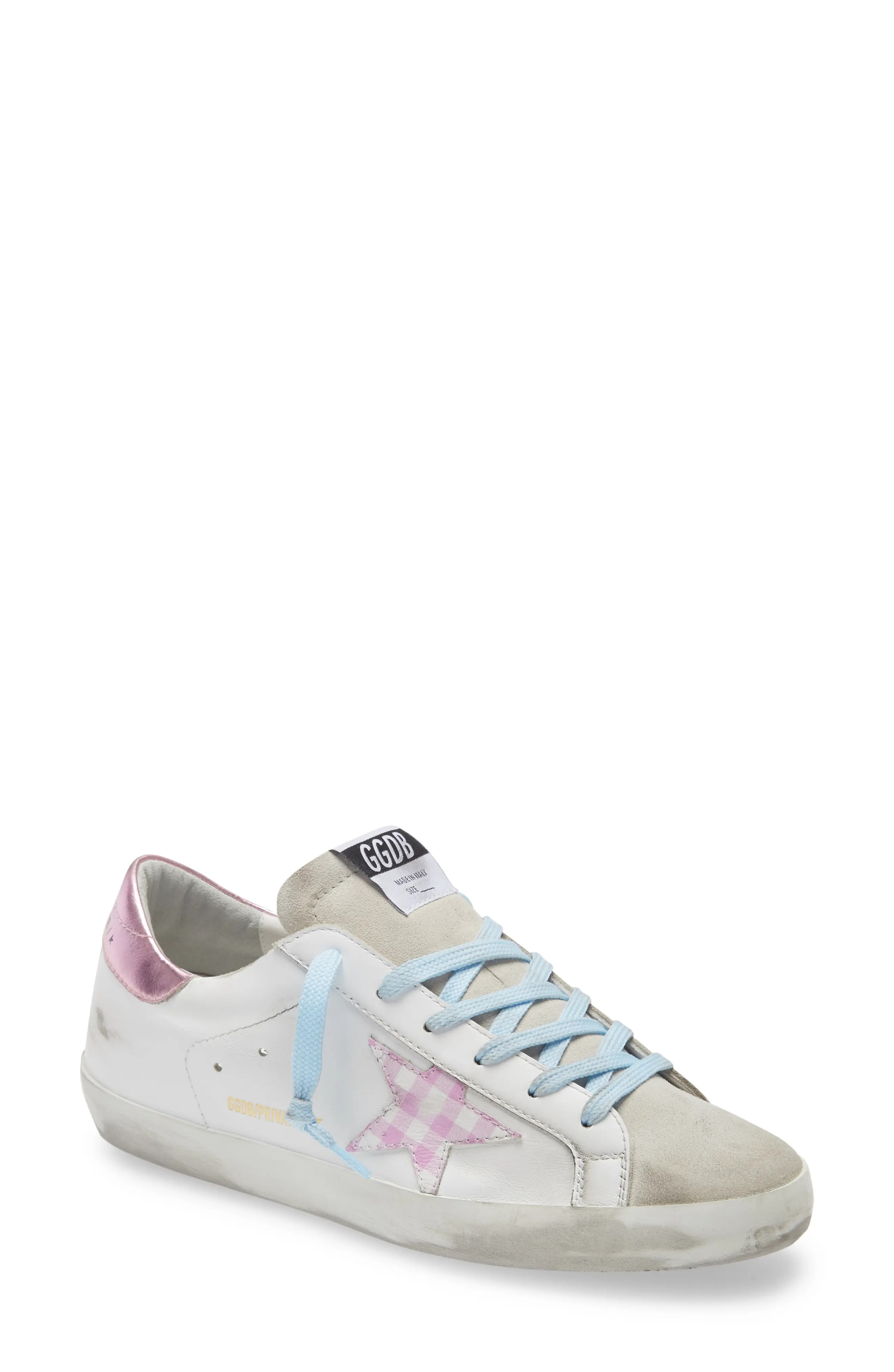 Golden Goose Super-Star Low Top Sneaker in White Leather/Pink/White at Nordstrom, Size 11Us | Nordstrom