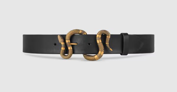 Leather belt with snake buckle | Gucci (US)