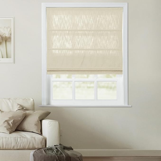 TWOPAGES Cordless Roman Shades Linen Textured Cotton Roman Blinds for Windows, Custom Made Room D... | Amazon (US)