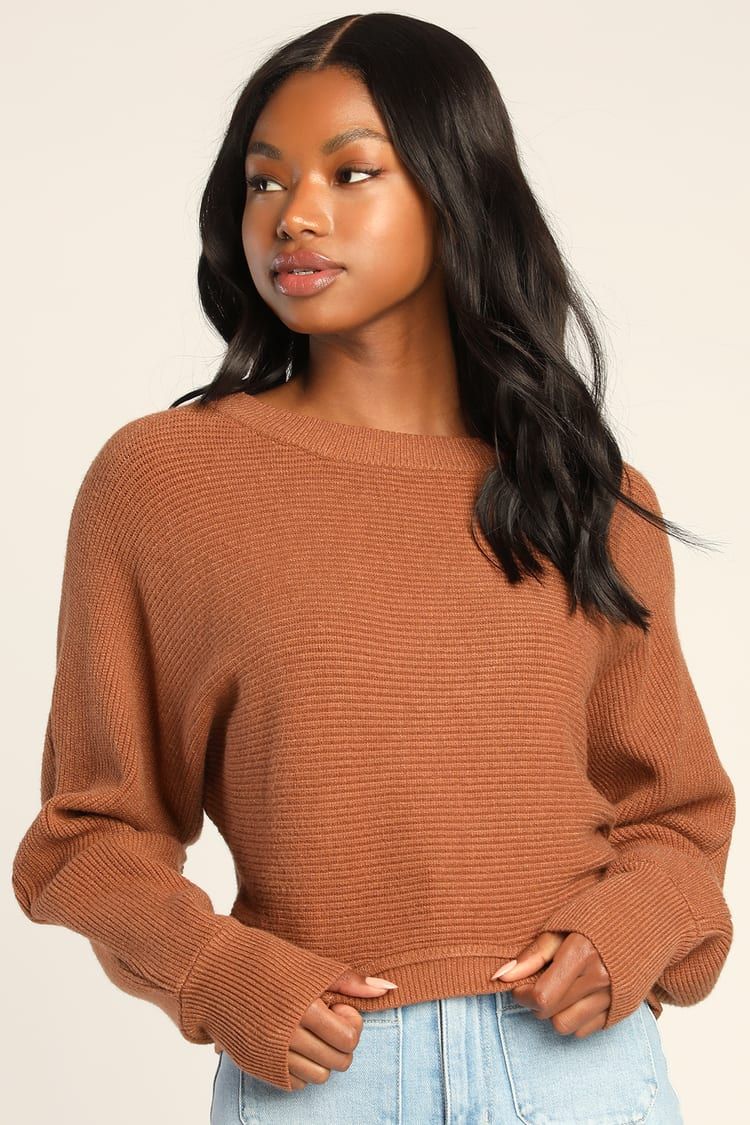 Fireside Flirt Rust Brown Ribbed Cropped Pullover Sweater | Lulus (US)