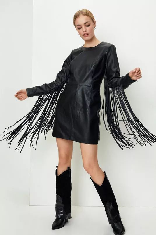 Real Leather Extreme Fringe Mini Dress | Nasty Gal (US)