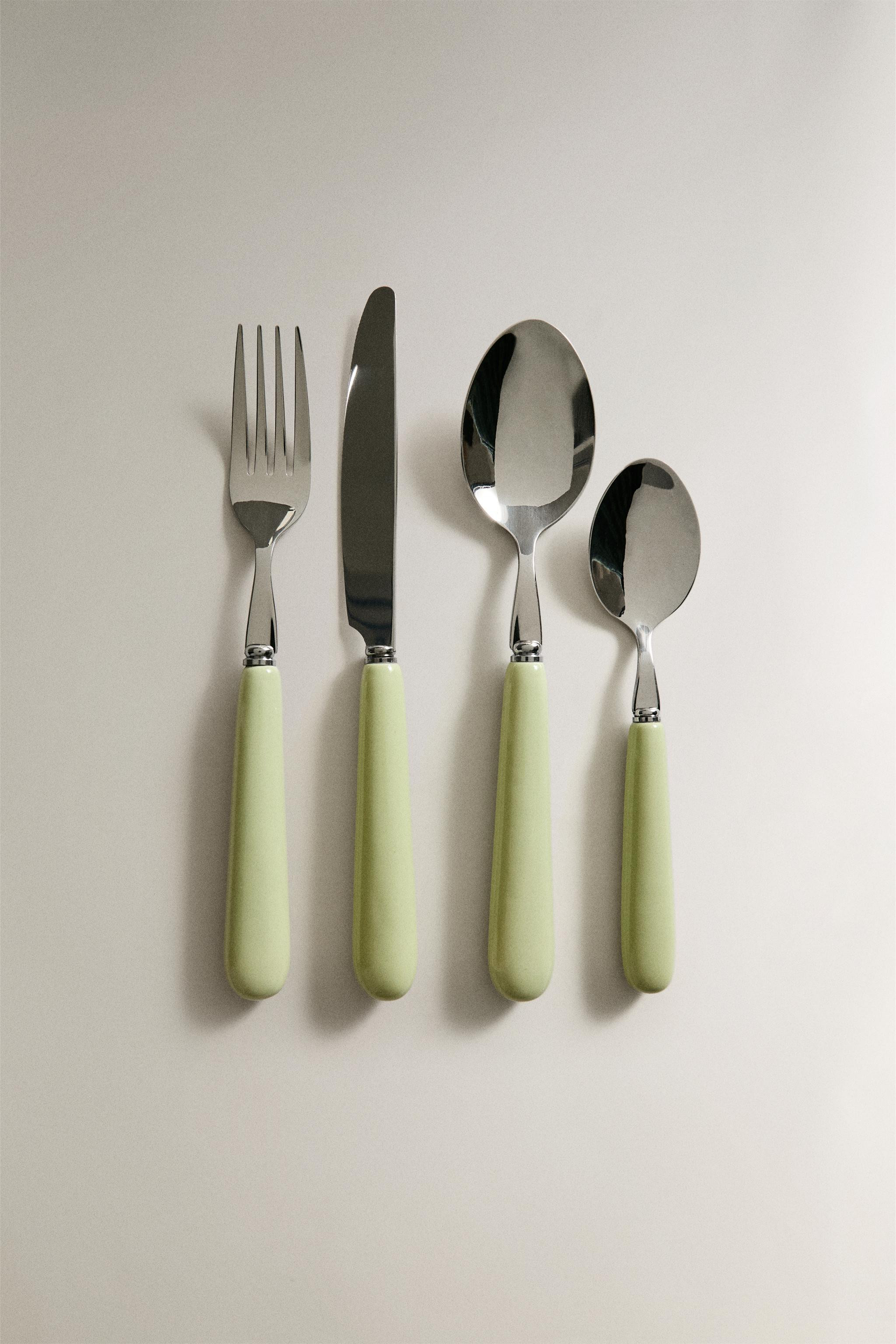 4-PIECE CERAMIC HANDLE FLATWARE SET | Zara US