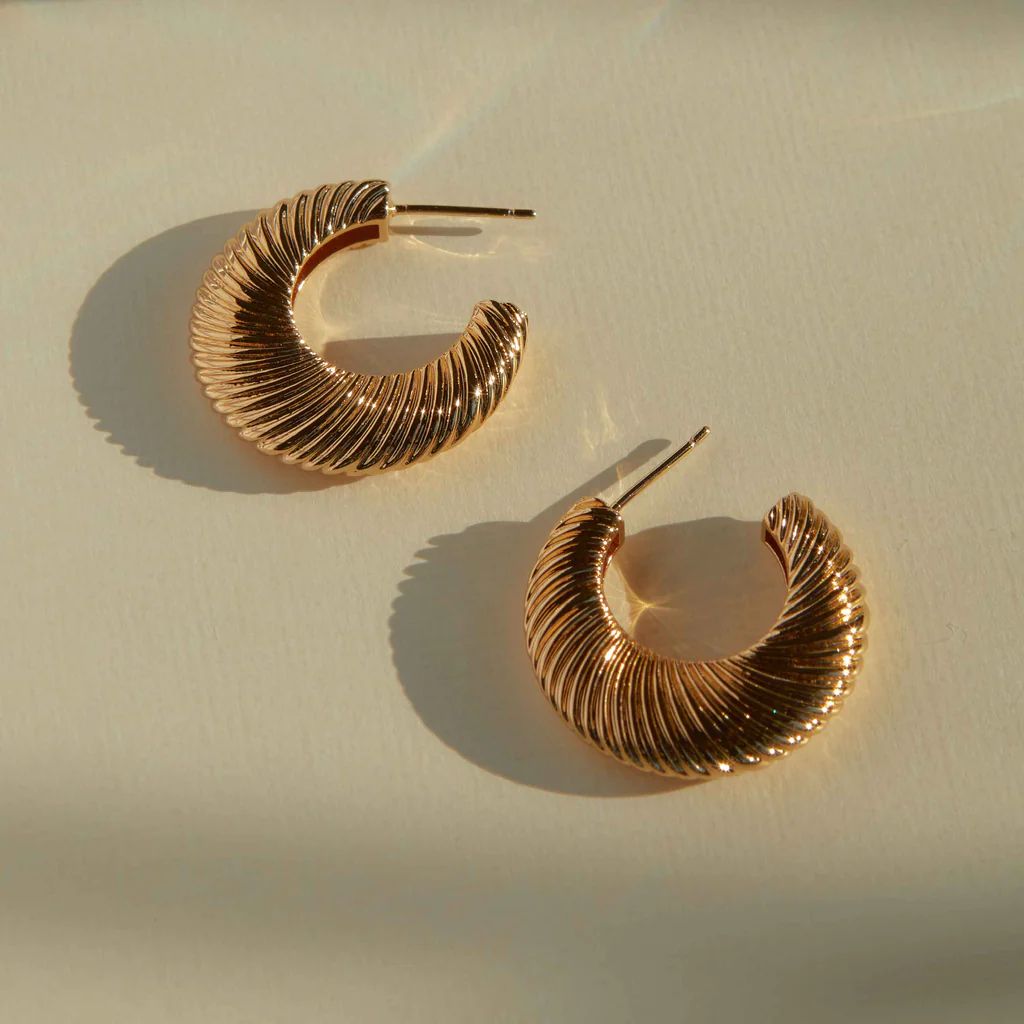 Luminous Textured Hoops in Gold | Astrid and Miyu