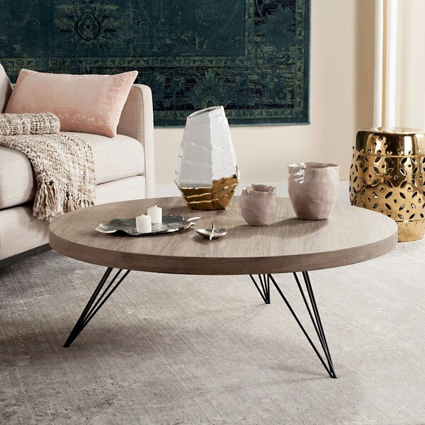 Safavieh Mansel Light Grey / Black Coffee Table - 35.4" x 35.4" x 12.6" | Bed Bath & Beyond