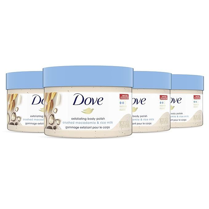 Dove Exfoliating Body Polish Scrub Reveals Visibly Smoother Skin Macadamia & Rice Milk Body Scrub... | Amazon (US)