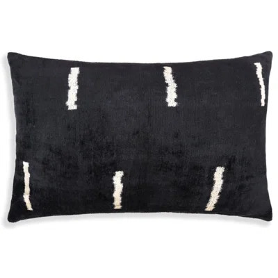 Luxury Minimalist Black Velvet Pillow 16X24 – Handmade Silk Lumbar Cushion With Ivory Accents | Wayfair North America
