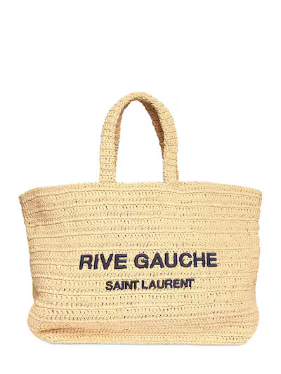 Rive gauche printed raffia tote bag - Saint Laurent - women | Luisaviaroma | Luisaviaroma