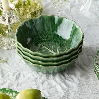 Le Jardin Cabbage 3-D Soup Bowl 8.5" x 2.75" – Sculpted Green Stoneware Leaf Bowl – Seasonal Garden-Inspired Serveware for Soups, Salads, Pasta & Ever | Wayfair North America