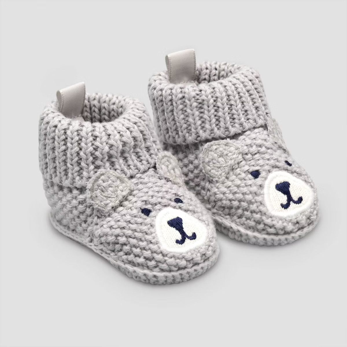 Carter's Just One You® Baby Boys' Knitted Bear Slippers - Gray: Newborn Bootie Shoes, Pull-On De... | Target