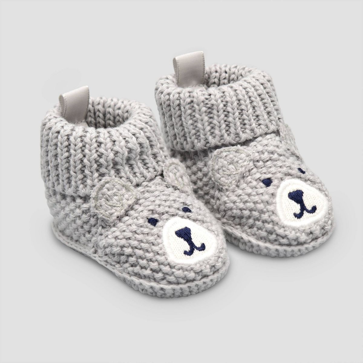 Carter's Just One You® Baby Boys' Knitted Bear Slippers - Gray | Target