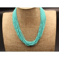 Turquoise Necklace, Hand Beaded, 20"", Multi-strands, Elegant, Free Shipping | Etsy (US)