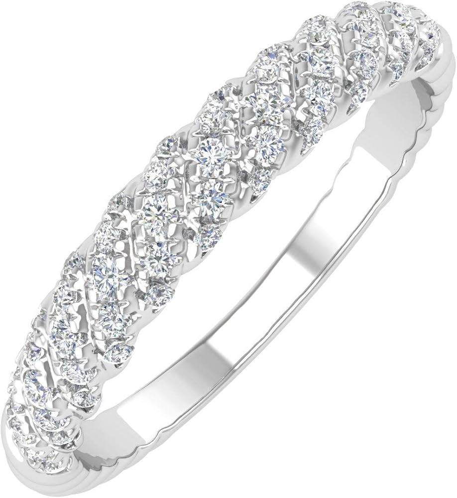 FINEROCK 1/4 Carat Diamond Wedding Band Ring in 10K Gold | Amazon (US)